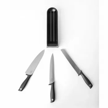 Brabantia Tasty+ nažu bloks ar 3 nažiem, tumši pelēks, ievelkamā atvilktnē