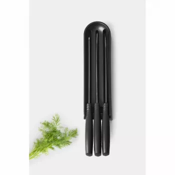 Brabantia Tasty+ nažu bloks ar 3 nažiem, tumši pelēks, ievelkamā atvilktnē