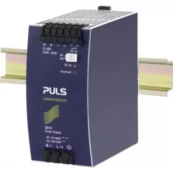 PULS QS10.481-D1 DIMENSION DIN sliedes barošanas bloks 48 V DC 5 A 240 W, 1 izeja, 3 fāžu 380-480 V AC ieeja, alumīnija korpuss