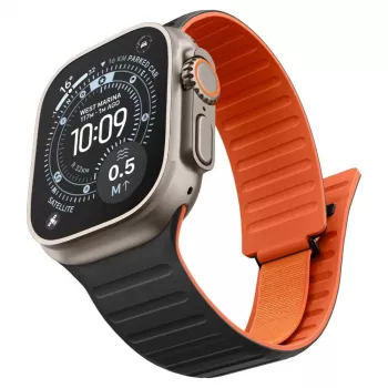 Spigen Athlex Air M Apple Watch siksniņa 8/9/10/11/SE/Ultra (44/45/46/49 mm) - melna/oranža