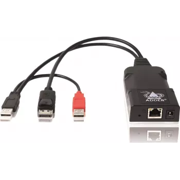 ADDER ALIF101T-DP DisplayPort KVM pagarinātāja raidītājs pa Cat5e/6/7 - 2560x1600, USB 2.0, audio, melns alumīnijs