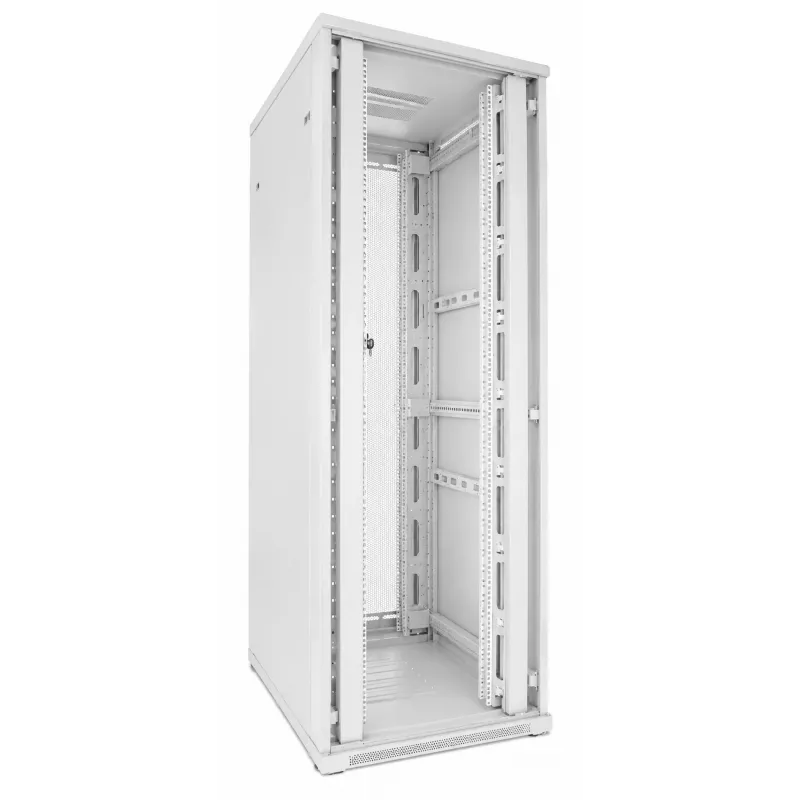 DSIT 47U 19 collu serveru skapis, perforētas dubultās durvis priekšā un aizmugurē, balts, 800x1000x2200 mm (DS8047DD-W)