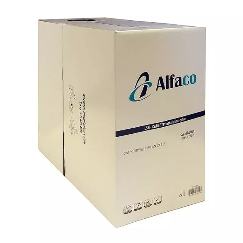 DSIT Alfaco Cat5e F/UTP tīkla kabelis ar cieto serdi 305m spolē, pelēks, LSZH, Eca