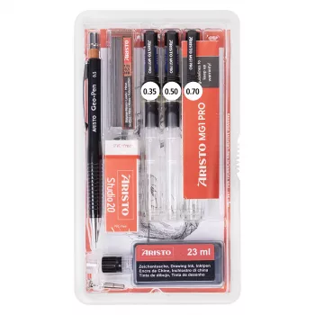 ARISTO mg1 pro Studio tehnisko zīmēšanas pildspalvu komplekts, melns (AR64150)