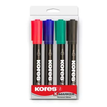 Kores K MARKER permanentais marķieris, kaltveida uzgalis, 3-5 mm, dažādās krāsās, 4 gab. komplekts M20945