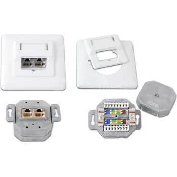Wirewin DD-TRIO-K5E UP2 WS Cat5e ekranēta iegremdējamā datu kontaktligzda, 2x RJ45, LSA, tīri balta