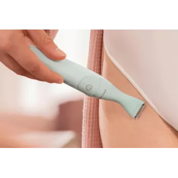 PHILIPS Essential Bikini trimeris BRT398/15, droša apstrāde jutīgām zonām, mitrā un sausā lietošana, 3 garuma iestatījumi, ar baterijām, balts ar rozā akcentiem