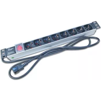 Wirewin NVL8 UPS 19 collu 1U statīva PDU ar 8 Schuko kontaktligzdām, 16A, melns
