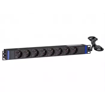 DSIT 19 collu 8 kontaktligzdu rackmount PDU ar C14 kontaktdakšu un zemējuma tapu (DS-8PDU-C14-PE)