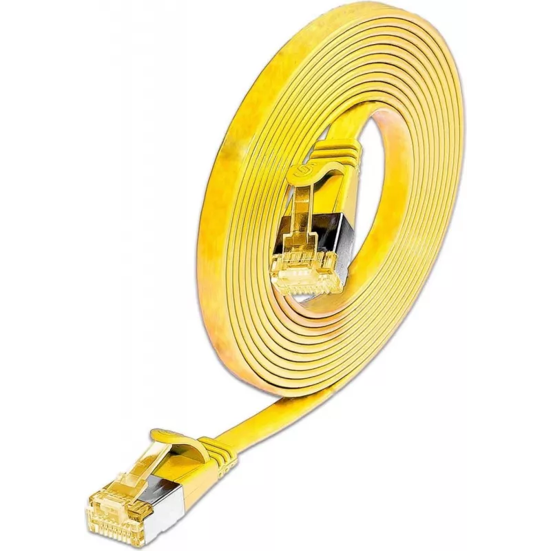 Wirewin Cat6A Slim Ethernet tīkla kabelis U/FTP plakans dzeltens 1m 10Gbps PKW-STP-SLIM-K6A 1.0 GE