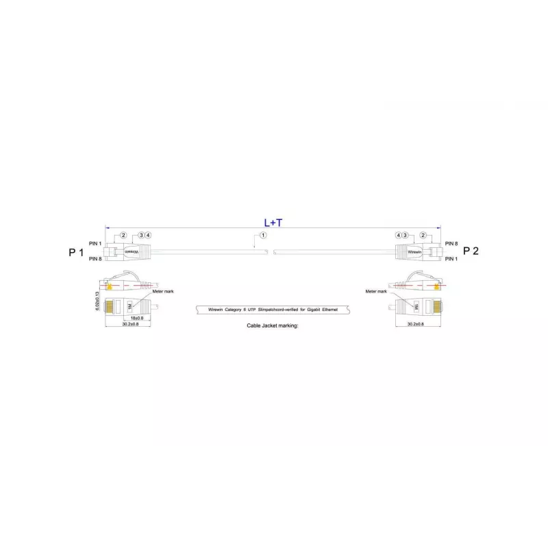 Wirewin SLIM UL6 1 SW - Cat.6 slim tīkla kabelis, U/UTP, 1 m, melns (PKW-LIGHT-K6 1.0 SW)