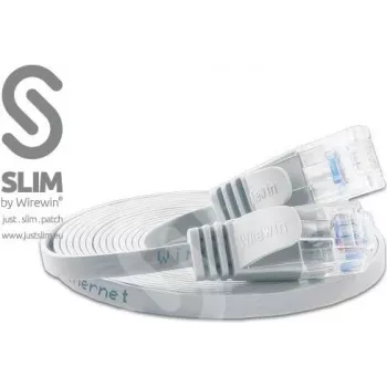 Wirewin Triotronik PKW-SLIM-KAT6 20.0 WS - 20m balts Cat6 U/UTP slaids Ethernet tīkla kabelis, RJ45 male to male, Gigabit