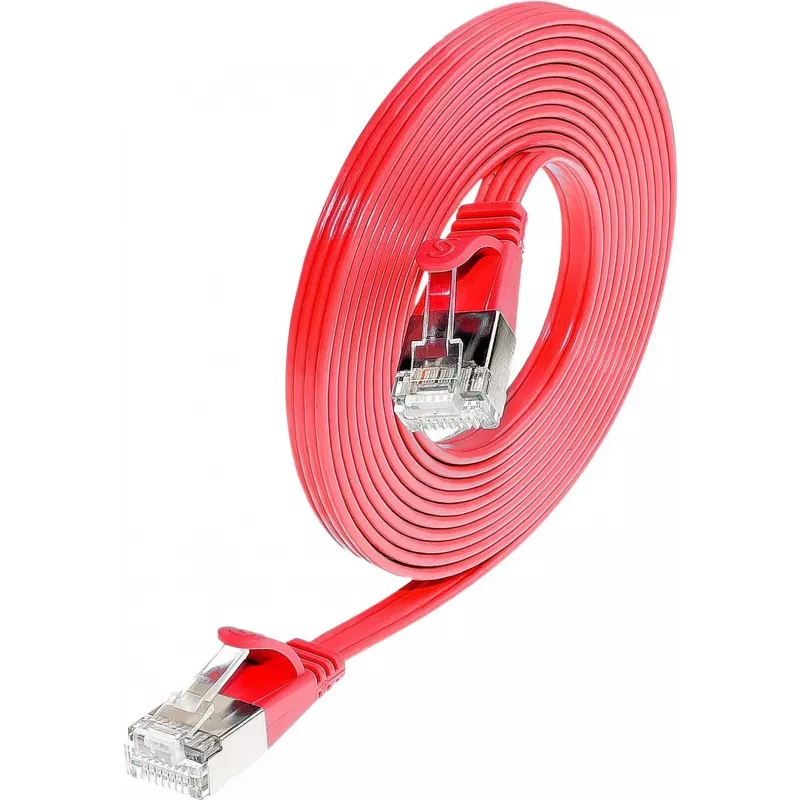 Wirewin SLIM S6 01 RT - Cat.6 SLIM tīkla kabelis, STP(PIMF), 0,1 m, sarkans PKW-STP-SLIM-KAT6 0.1 RT