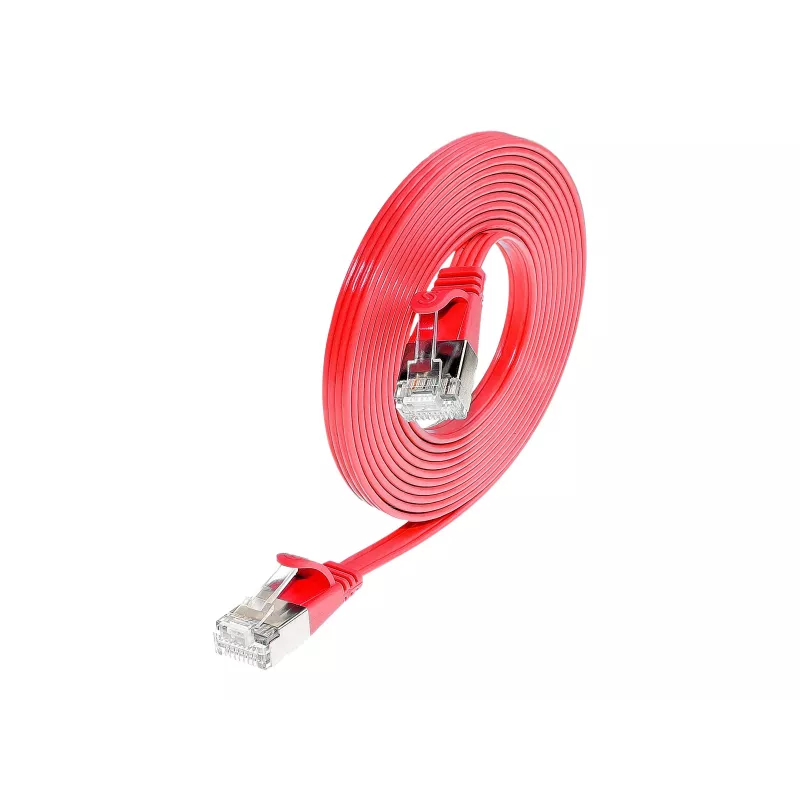 Wirewin SLIM S6 01 RT - Cat.6 SLIM tīkla kabelis, STP(PIMF), 0,1 m, sarkans PKW-STP-SLIM-KAT6 0.1 RT