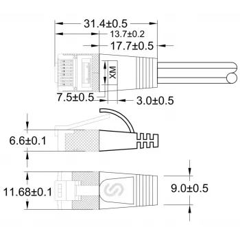 Wirewin Triotronik Cat6 U/FTP tievs tīkla kabelis, 0,5m, violets PKW-STP-SLIM-KAT6 0.5 VT
