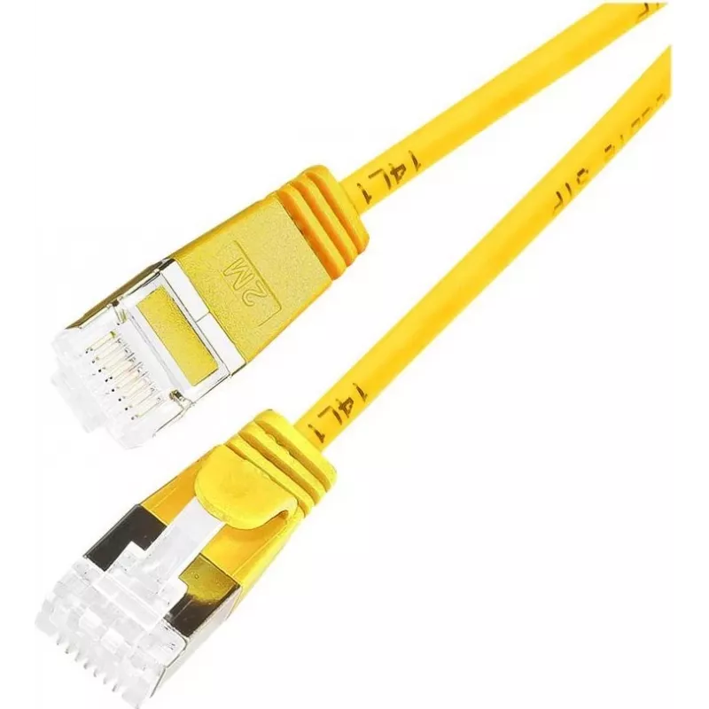 Wirewin Light Patch Cable apaļš U/FTP Cat 6a dzeltens 0,1m slaids, ekranēts, PoE, elastīgs plāns kabelis speciāliem pielietojumiem (PKW-LIGHT-STP-K6A 0.1 GE)
