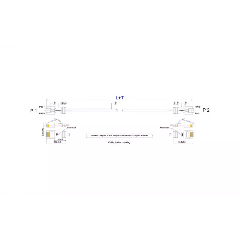 Slim Wirewin Triotronik PKW-LIGHT-STP-K6 15,0 Cat6 S/FTP tīkla kabelis, RJ45 male to male, varš, 15 m, melns