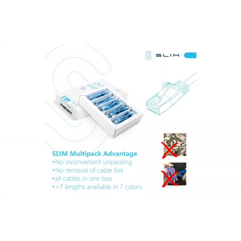 Wirewin SLIM KAT6A 10 Gigabit Light Patch Cable, 0,50m, U/FTP, Ø 3,8mm, melns, 90 gab. iepakojums SLIM-LS-K6A 0.5 BK 90