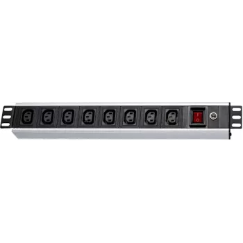 Wirewin NVL9 USV Version 19 collu 1U rackmontējams PDU, 9x IEC C13 kontaktligzdas, IEC C14 ieeja, 10A, melns