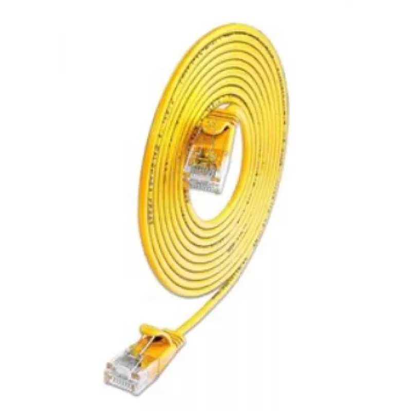Wirewin SLIM KAT6A 10 Gigabit vieglais savienojuma kabelis, U/UTP, Ø 3,6 mm, dzeltens, 0,1 m SLIM-L-UU-K6A 0.1 YE