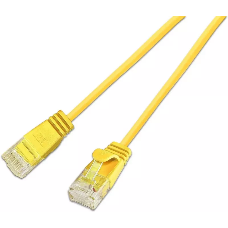 Wirewin Cat6A Slim Ethernet tīkla kabelis, U/UTP, 1m, dzeltens, 10Gbps SLIM-L-UU-K6A 1.0 YE