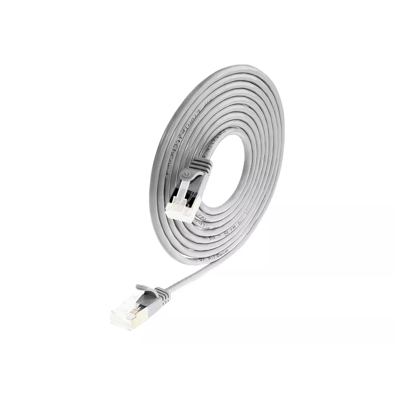 Wirewin Lightpatch Cable apaļais U/FTP Cat 6a pelēks 0,1m slaids elastīgs PoE PKW-LIGHT-STP-K6A 0.1
