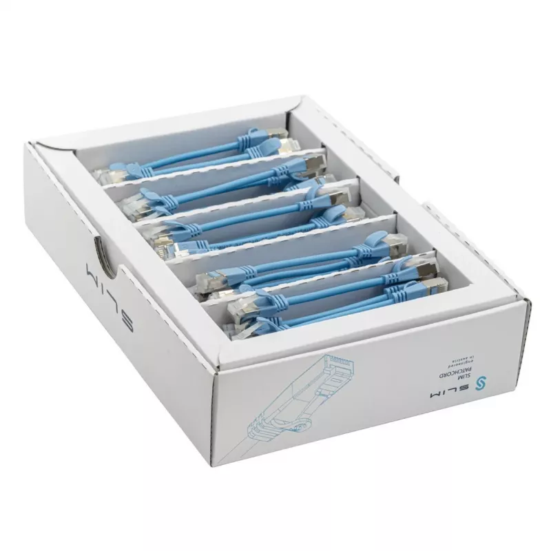 Wirewin SLIM-LS-K6A 0.1 BL 50 - Cat6A slaidais Ethernet tīkla kabelis, 0,1m, U/FTP, zils, 50 gab.