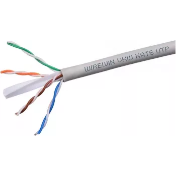 Wirewin Cat6 U/UTP cietā vara tīkla instalācijas kabelis, 305m izvelkamā kaste, 250MHz, pelēks (VKBOX KAT6 UTP 305.0)
