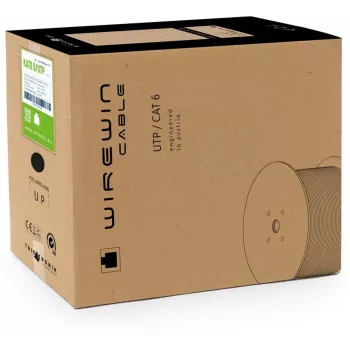 Wirewin Cat6 U/UTP cietā vara tīkla instalācijas kabelis, 305m izvelkamā kaste, 250MHz, pelēks (VKBOX KAT6 UTP 305.0)