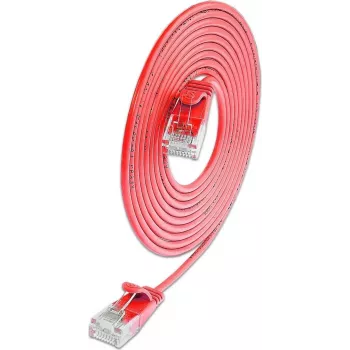 Wirewin Cat6A 10 Gigabit U/UTP slaidais savienojuma kabelis, 0,15m, sarkans SLIM-L-UU-K6A 0.15 RD