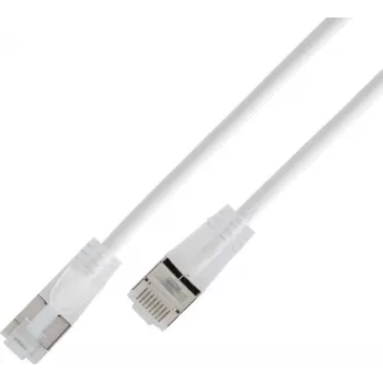 Wirewin SLIM KAT6A 10 Gigabit Light Patch Cable, U/FTP, caurspīdīgi savienotāji, 0,5 m, balts SLIM-L-UF-K6A-TL 0.5 WT