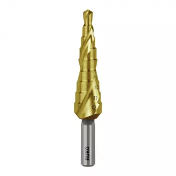 RUKO STB-HSS-TiN pakāpju urbis 4-12mm, 9 pakāpes, TiN pārklājums