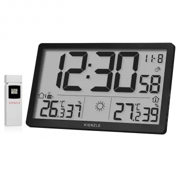 KIENZLE Jumbo NEO LCD laikapstākļu stacija sienas pulkstenis, melns