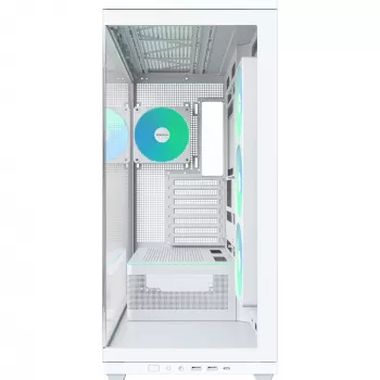 MONTECH TG3 White ATX Mid Tower korpuss, rūdīta stikla priekšējais un sānu panelis, 3x 120mm RGB ventilatori