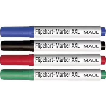 MAUL Flipchart marķieru komplekts, šķautņu uzgalis 3,0-6,5 mm, 4 dažādās krāsās