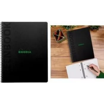 Rhodia Greenbook College piezīmju grāmata A5+ rūtiņu melna 119924C