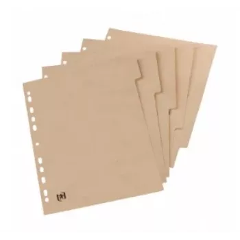 Oxford TOUAREG A4 kartona atdalītāji ar 5 tukšām cilnēm, smilškrāsas, pārstrādāts papīrs 280 g/m², universāls perforējums (1 komplekts) 100204964