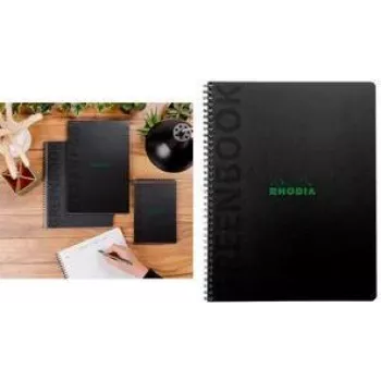 Rhodia Greenbook College Block A5+ kvadrātots, melns 119934C