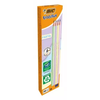 BIC Evolution PASTEL grafīta zīmuļi HB 2 mm, dažādas pasteļkrāsas, 12 gab. iepakojumā 518307