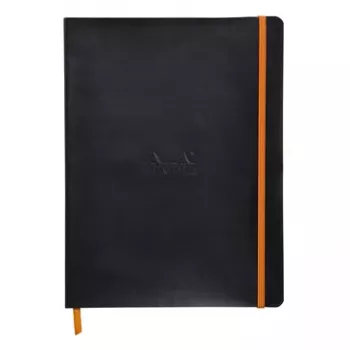 RHODIA RHODIARAMA piezīmju grāmatiņa B5, lineāls, melna ādas imitācija, 80 loksnes 117502C