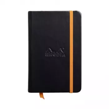 RHODIA RHODIARAMA piezīmju grāmatiņa 90 x 140 mm, rūtiņas, melns mākslīgās ādas cietais vāks, 96 lapas 118642C