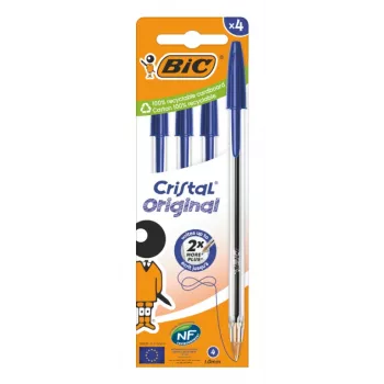 BIC Cristal Original lodīšu pildspalva, zila, 0,32 mm, 4 gab. 516332