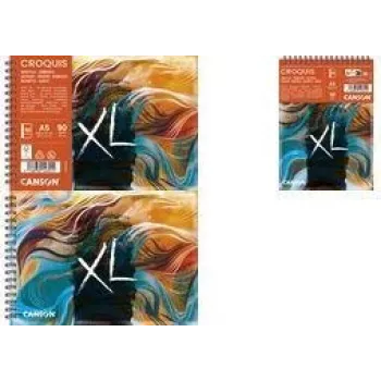Canson XL Skizze Waves A5 skiču bloks, 90 g/m², 80 lapas, spirāles iesējums, stingrs aizmugures vāks C507803000