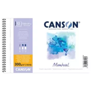 Canson Montval A4 akvareļu bloks, 300 gsm, 12 loksnes, smalka grauda, spirāles iesējums, mikroperforēts C200807160