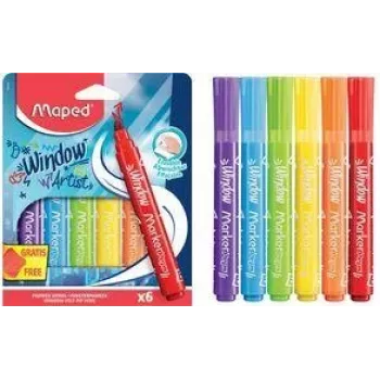 Maped MARKER'PEPS logu marķieri, 6 dažādās krāsās, 2 mm apaļš uzgalis, kartona iepakojums 844822