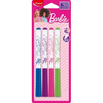 Maped Barbie baltās tāfeles marķieri, 4 gab., 1,5 mm apaļš uzgalis, bez smaržas, sausās dzēšanas, dažādās krāsās 741301