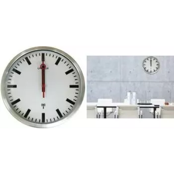 UNILUX STATION radio kontrolēts sienas pulkstenis, 350 mm, sudraba stacijas stils, melnas leņķveida rādītājas 400124567