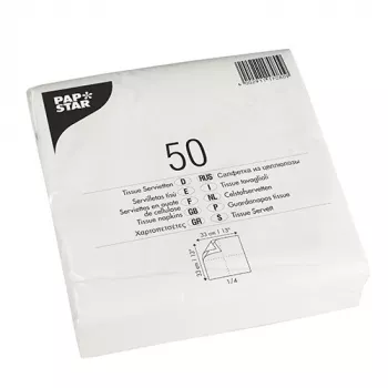 PAPSTAR pusdienu salvetes, 330 x 330 mm, 2 slāņu, baltas, 1/4 locījums, 250 gab. 17080