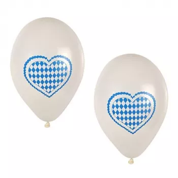 PAPSTAR Bavārijas zili baltais lateksa balons, 250 mm diametrā, 1 gabals 81949