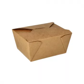 PAPSTAR pure pusdienu kārba 750 ml brūns kartons ar PLA pārklājumu, vienreizlietojams ēdiena trauks 85687
